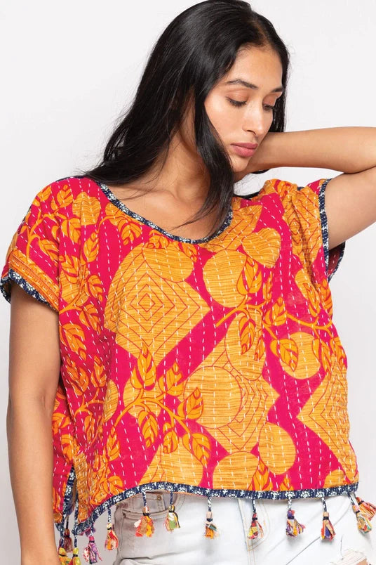 Reversible Cotton Kantha Crop Top