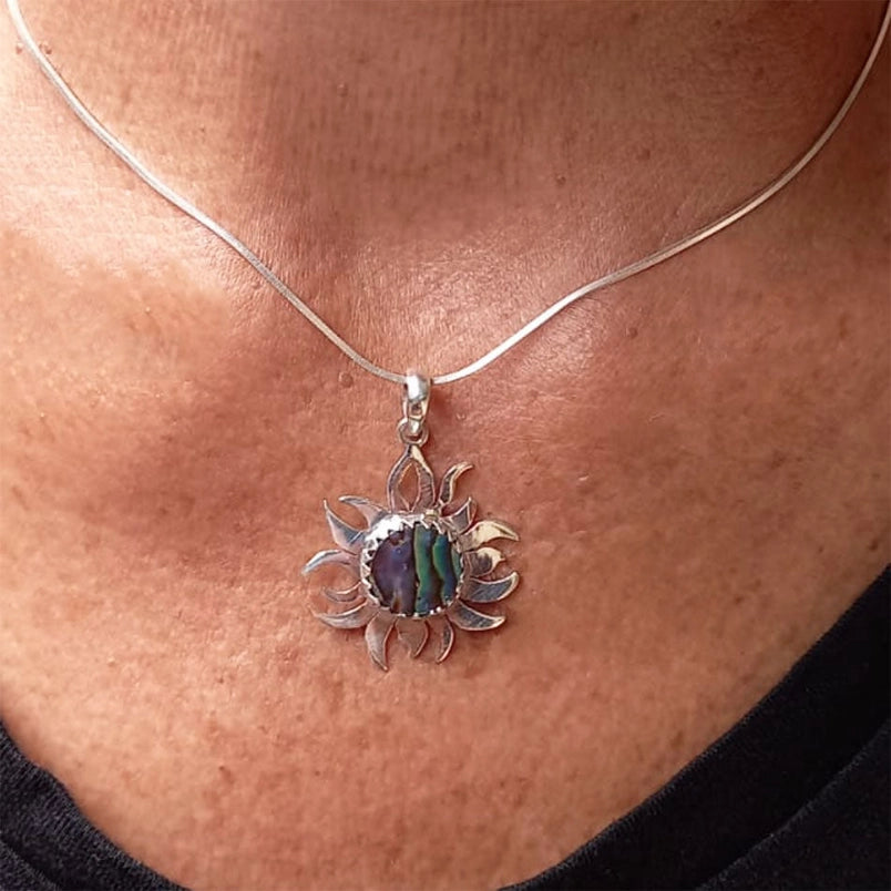 Abalone Sun Sterling Silver Necklace