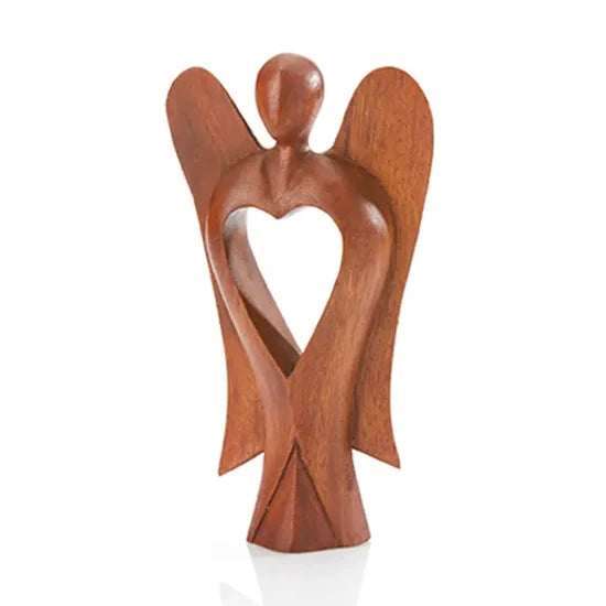 Acacia Carved Heart Angel