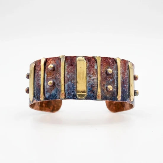Rustic Blue Ember Copper Patina Bracelet