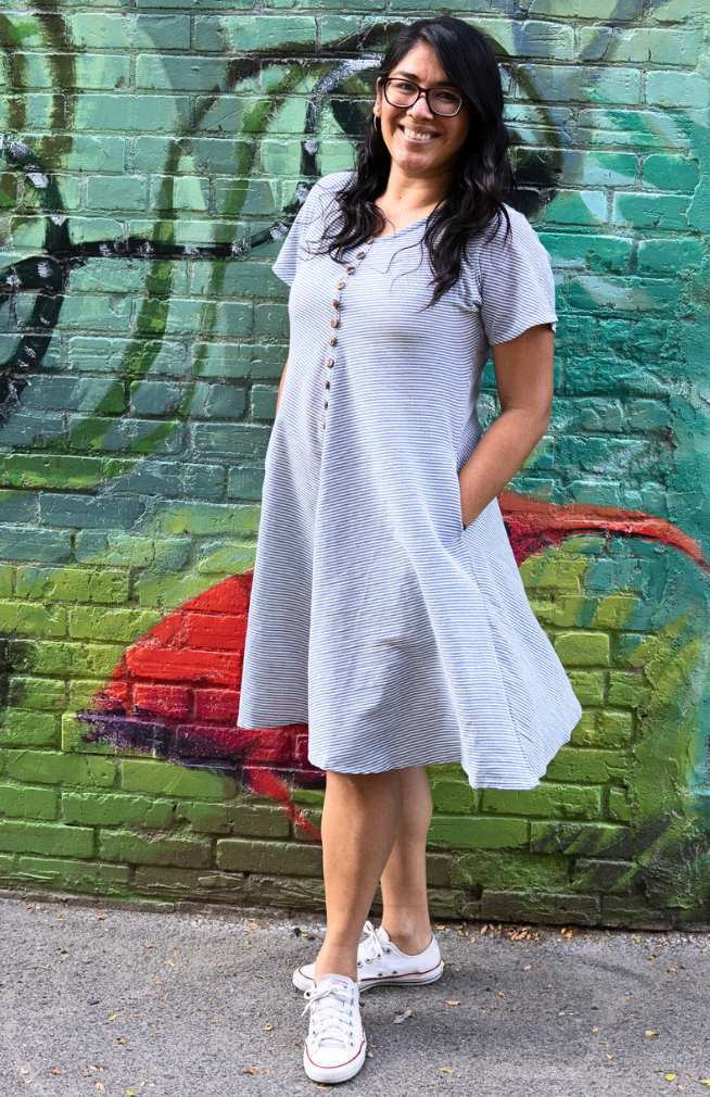Nautical Stripe Cotton Button Down Dress