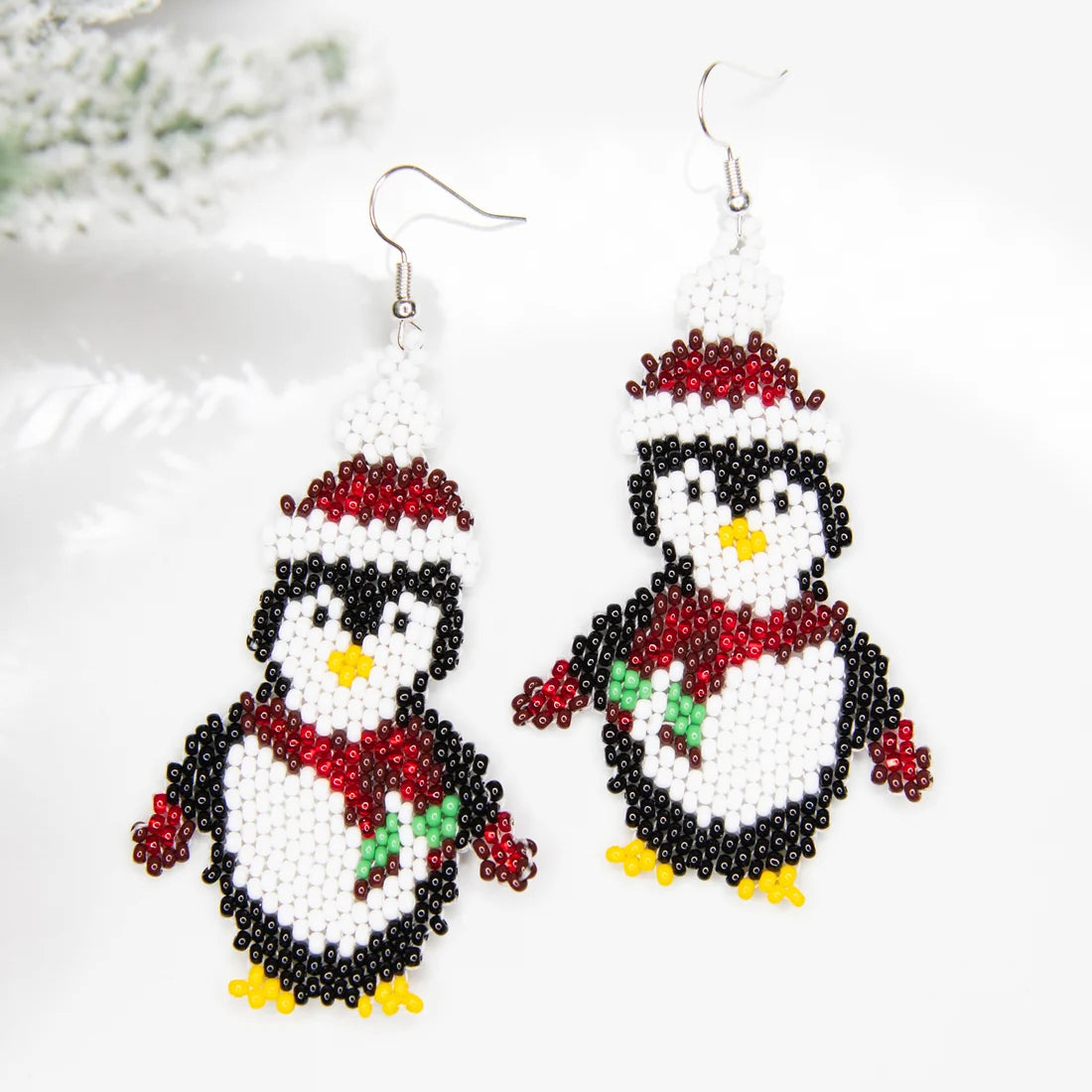 Holiday Penguin Beaded Earrings