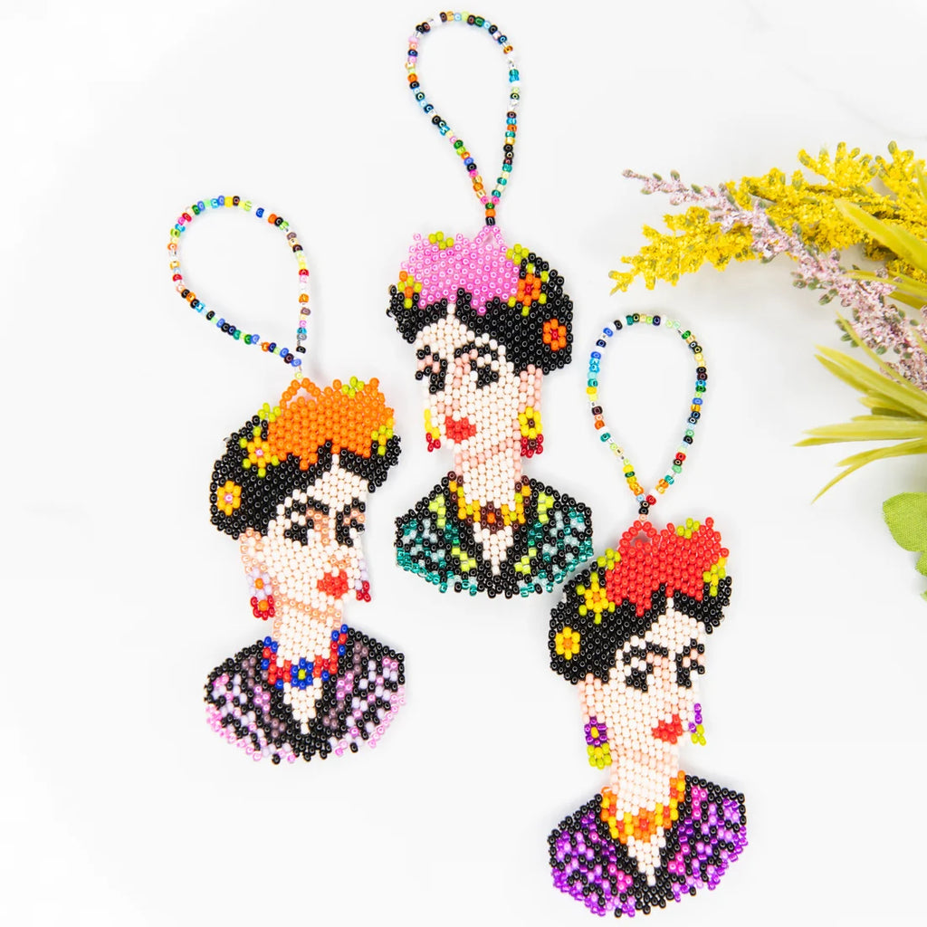 Beaded Frida Kahlo Cameo Ornament