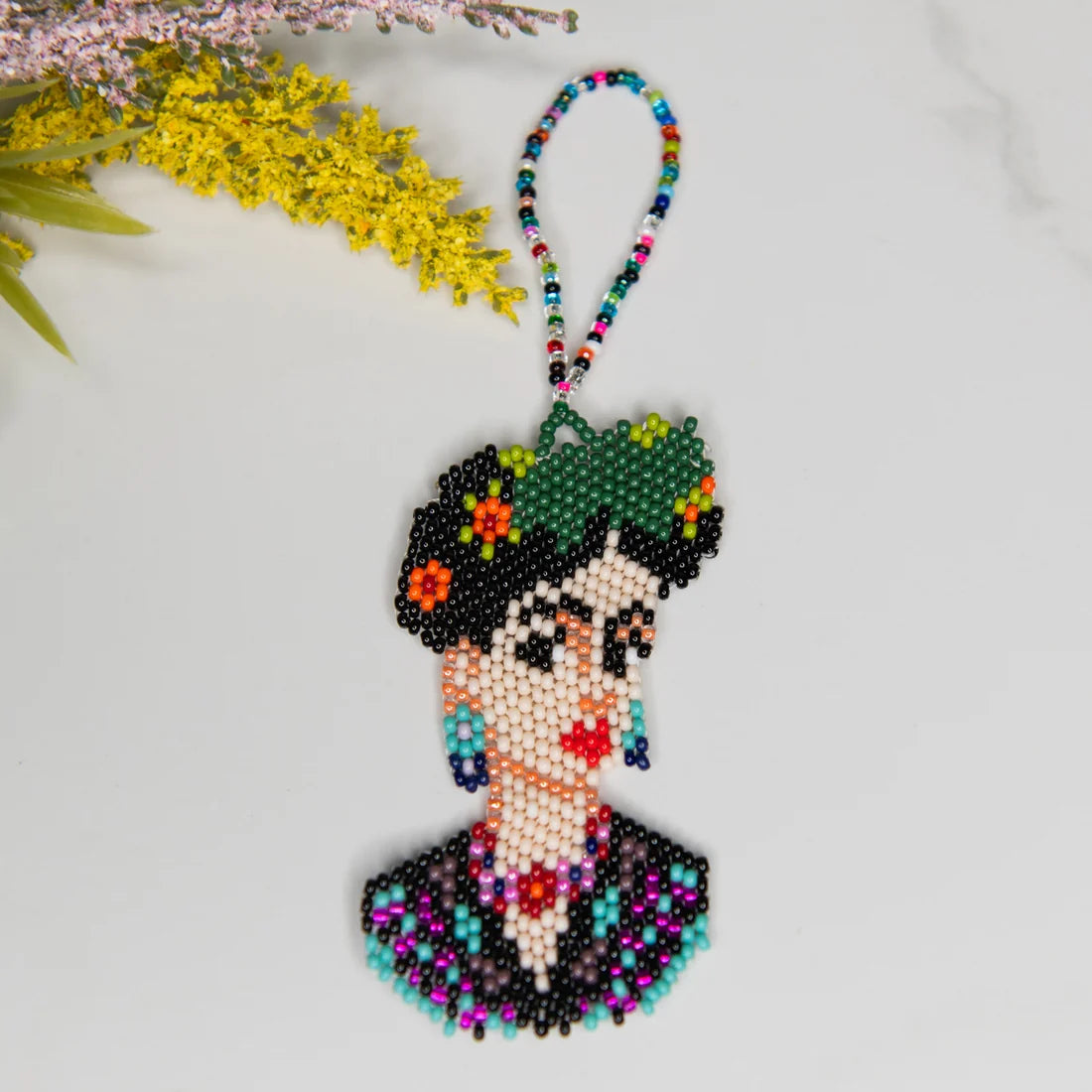 Beaded Frida Kahlo Cameo Ornament