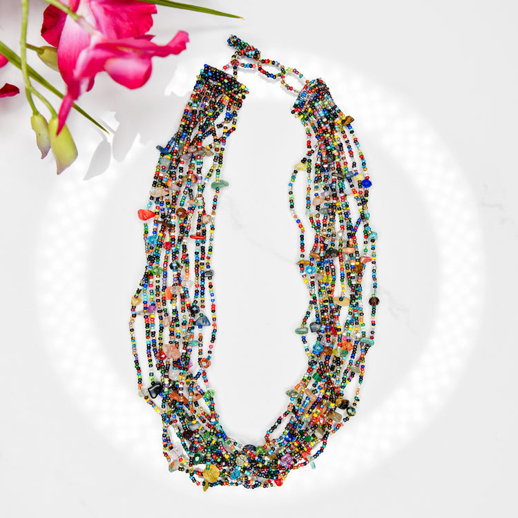 12 Strand Multi Rock Necklace