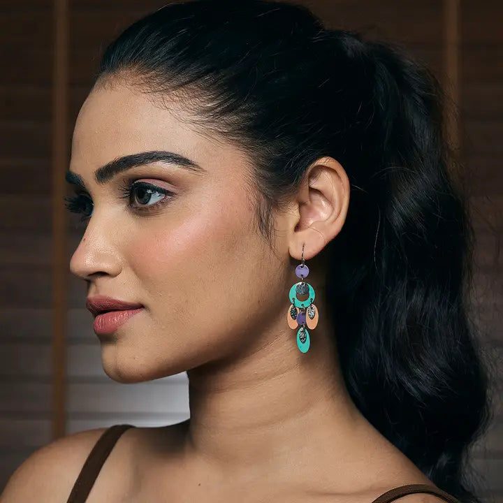 Multicolor Patina Circle Dangle Earrings