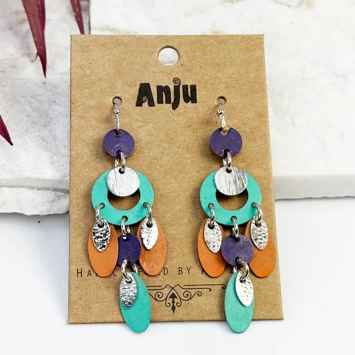 Multicolor Patina Circle Dangle Earrings