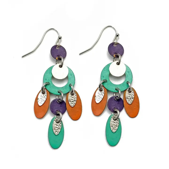 Multicolor Patina Circle Dangle Earrings