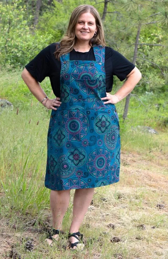 Screenprinted Cotton Overall Dress