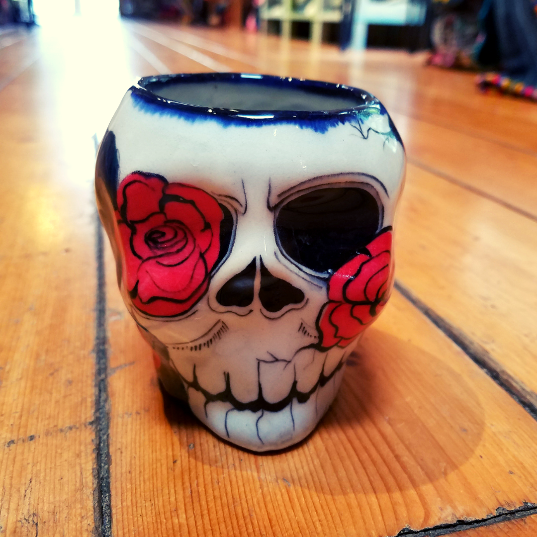 Sugar Skull Mug with Rose Design